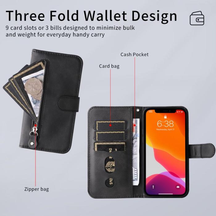 OEM - ABEEL Mobilskal till Samsung Galaxy S26 Ultra KonstLäder Med Fickor - Svart