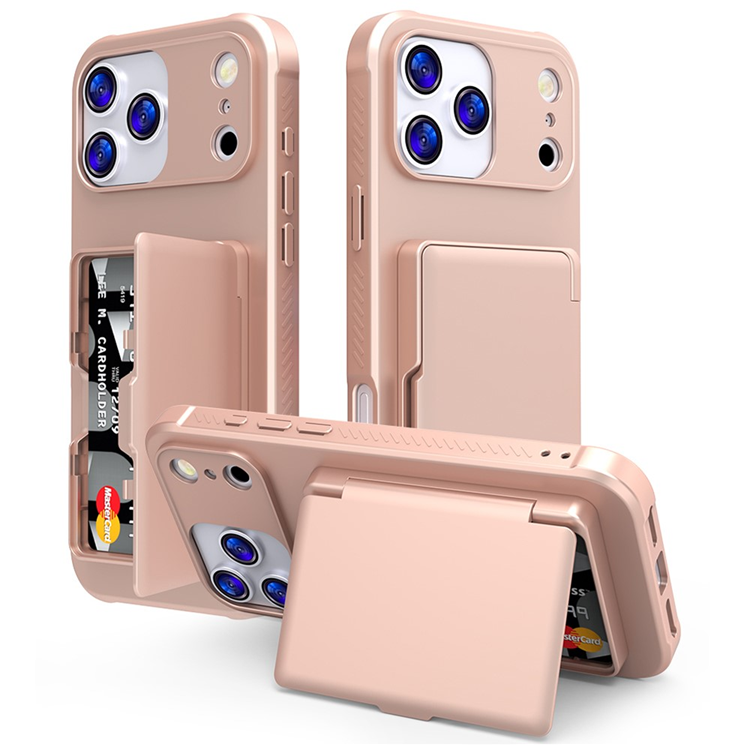 iPhone 17 Pro Max Mobilskal Korthållare Mirror Kickstand (Roséguld) | 2353 | AlltMobil