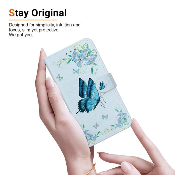 OEM - Samsung Galaxy S26 Plånboksfodral Anti-Drop Mönstertryck Konstläder - Blå Fjäril