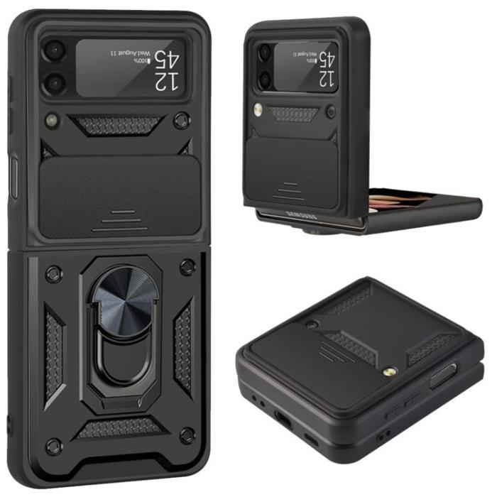 A-One Brand - Galaxy Z Flip 4 Skal Ringhållare Kickstand - Svart