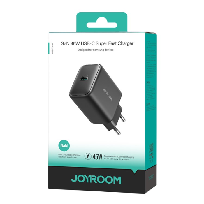 Joyroom - JOYROOM GaN Väggladdare USB-C 45W TCG13 EU Mini - Svart