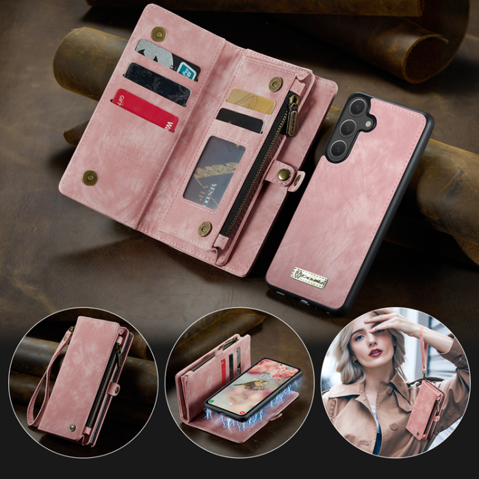 Caseme - CASEME Galaxy S25 FE Plånboksfodral Detachable 008 - Rosa