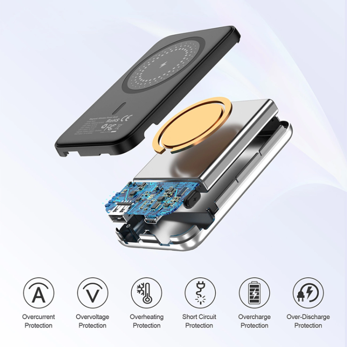 Choetech - Choetech Mini Trådlös Powerbank 5000mAh Magnetisk - Silver