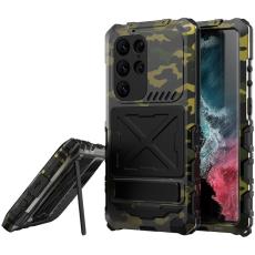 R-JUST - R-JUST Mobilskal till Galaxy S23 Ultra Silikon + Metall Kamouflage