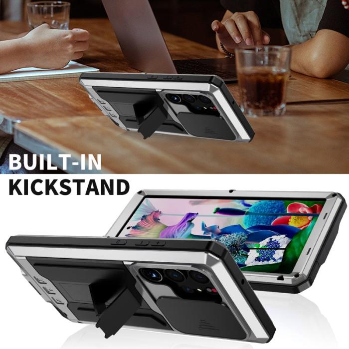 R-JUST - R-JUST Mobilskal till Galaxy S23 Ultra PC+Silicone+Metal Silver