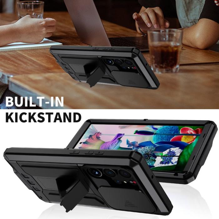 R-JUST - R-JUST Mobilskal till Galaxy S23 Ultra PC+Silicone+Metal Svart