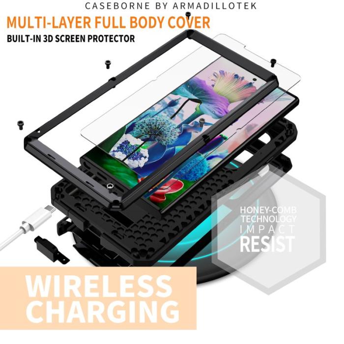 R-JUST - R-JUST Mobilskal till Galaxy S23 Ultra PC+Silicone+Metal Svart