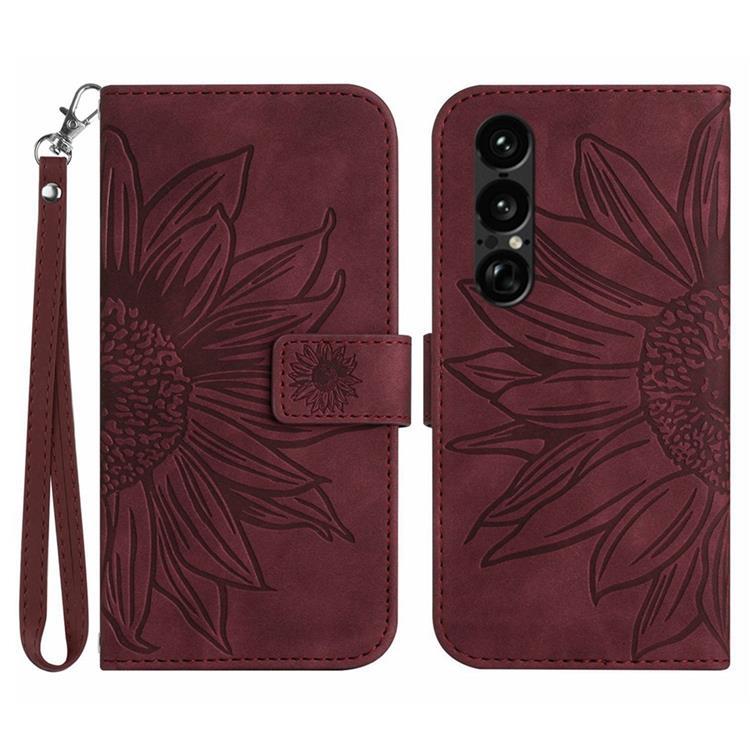 Sony Xperia 1 VII Plånboksfodral Med Handledsrem - Vinröd | 2353 | AlltMobil