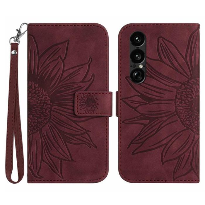 A-One Brand - Sony Xperia 1 VII Plånboksfodral Med Handledsrem - Vinröd