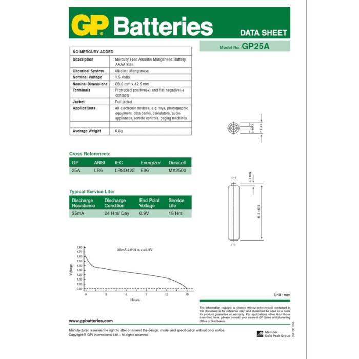 GP - GP Batteri Alkaline AAAA LR61 2-Pack