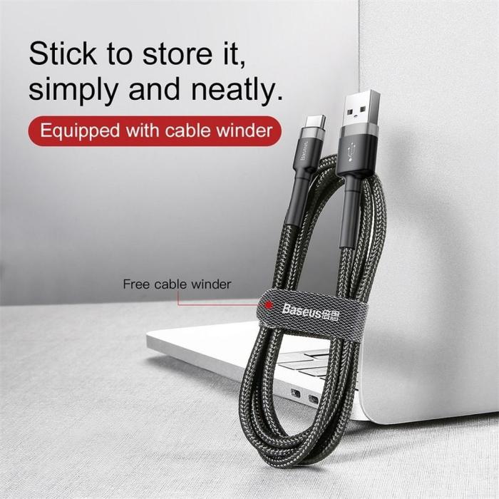 BASEUS - BASEUS Cafule USB-C till USB-A kabel 0.5M - Svart