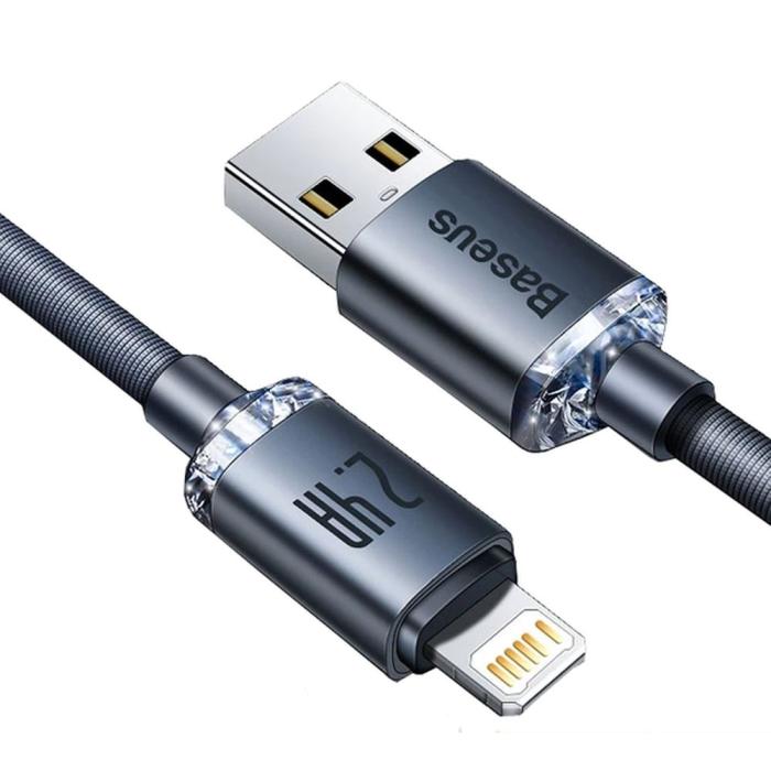 BASEUS - BASEUS Crystal Shine USB-A till Lightning kabel 2,4A 2m svart