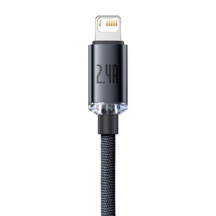BASEUS - BASEUS Crystal Shine USB-A till Lightning kabel 2,4A 2m svart
