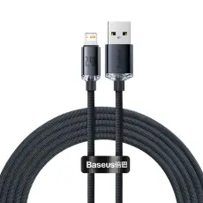 BASEUS - BASEUS Crystal Shine USB-A till Lightning kabel 2,4A 2m svart