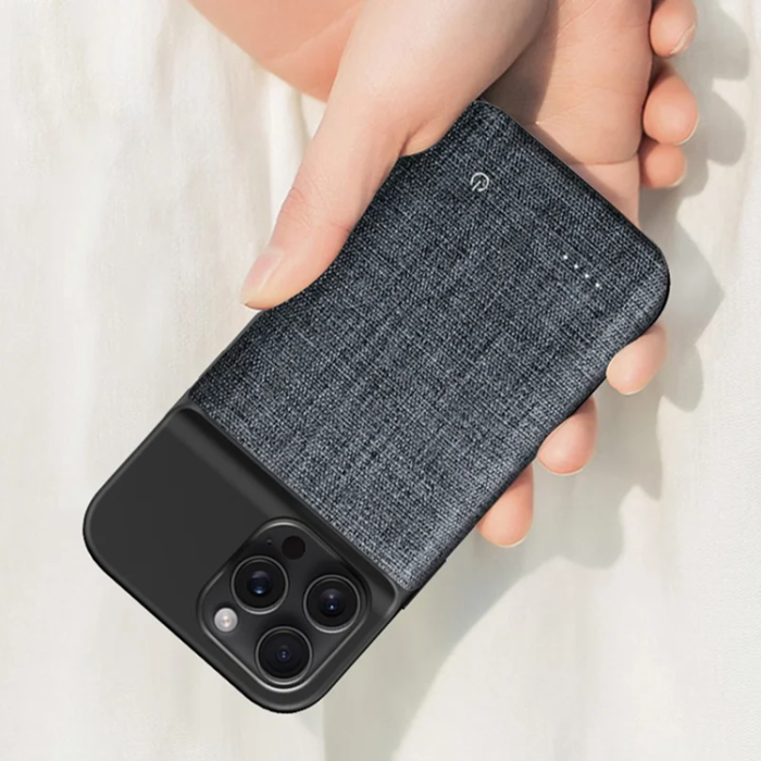 A-One Brand - iPhone 15 Pro Max Batteriskal 6800mAh Oxford Cloth - Svart