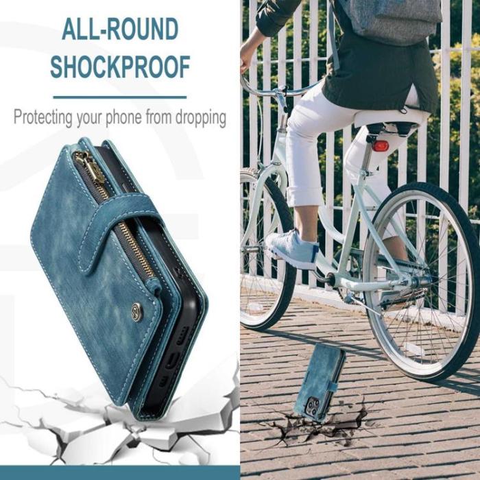 UTGATT - CASEME iPhone 14 Pro Plånboksfodral C30 Zipper - Blå