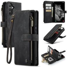 Caseme - CASEME Konstl&auml;der Pl&aring;nboksfodral f&ouml;r Samsung Galaxy A34 5G med rem - Svart