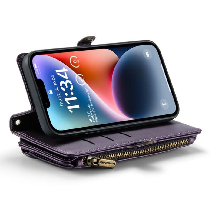 Caseme - CASEME Plånboksfodral Konstläder till iPhone 14 Plus - Lila