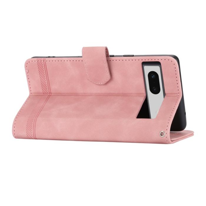 DIERFENG - DIERFENG DF-03 Plånboksfodral för Google Pixel 7a - Konstläder - Rosa