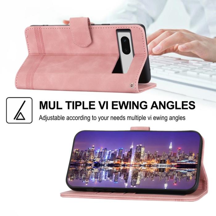 DIERFENG - DIERFENG DF-03 Plånboksfodral för Google Pixel 7a - Konstläder - Rosa