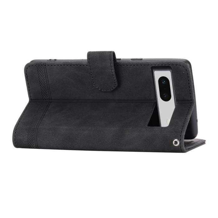 DIERFENG - DIERFENG DF-03 Plånboksfodral för Google Pixel 7a - Konstläder - Svart