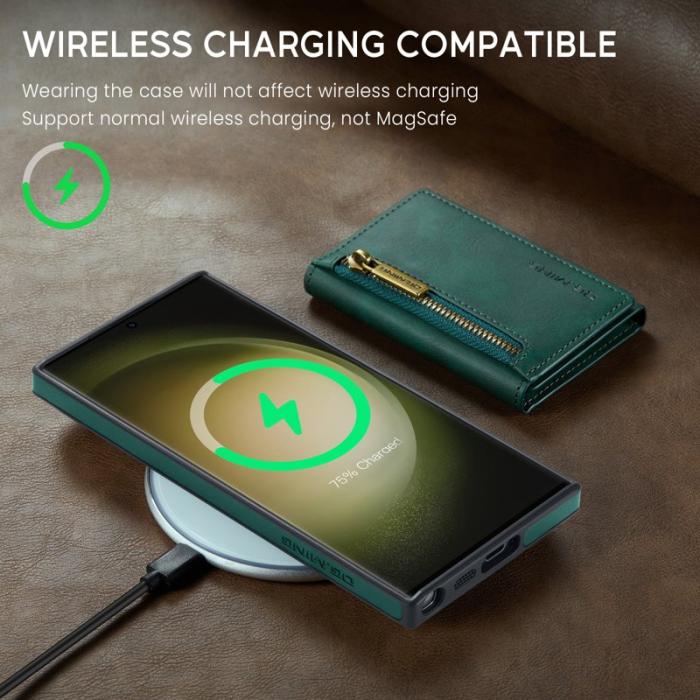 DG.MING - DG.MING Samsung Galaxy S24 Ultra Konstläder Plånboksfodral Grön