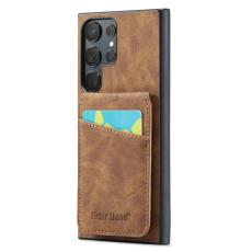 FIERRE SHANN - FIERRE SHANN Kickstand Fodral Samsung Galaxy S22 Ultra 5G - Brun