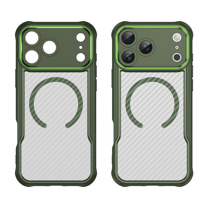 A-One Brand - iPhone 17 Pro Max Mobilskal MagSafe Carbon Fiber - Grön