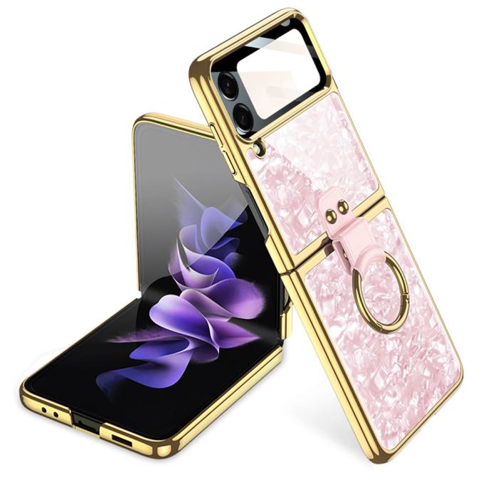 UTGATT1 - Galaxy Z Flip 4 Skal Mood Ring - Rosa/Guld