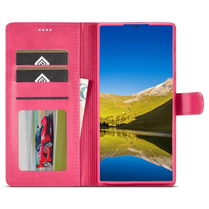 LC.imeeke - LC.IMEEKE Samsung Galaxy S25 Ultra Plånboksfodral Konstläder - Rosa