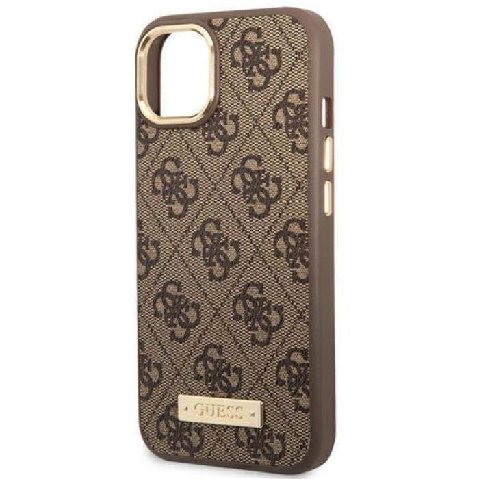 Guess - GUESS iPhone 14 Plus Mobilskal MagSafe Logo Plate - Brun