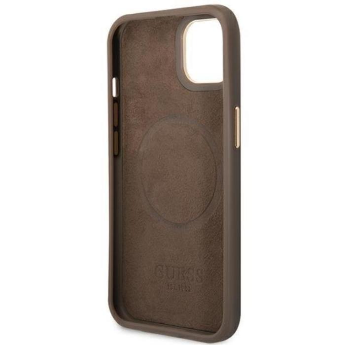 Guess - GUESS iPhone 14 Plus Mobilskal MagSafe Logo Plate - Brun