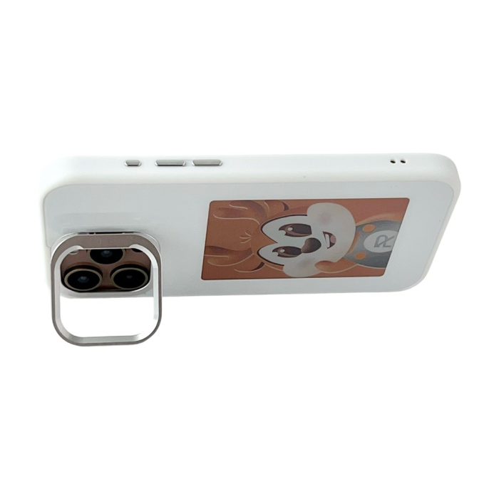 A-One Brand - iPhone 15 Pro Mobilskal MagSafe Lens Kickstand E-Ink Customized NFC - Vit