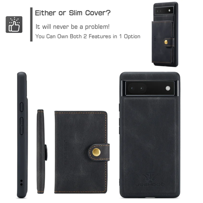 OEM - JEEHOOD Google Pixel 6a Fodral KonstLäder - Svart