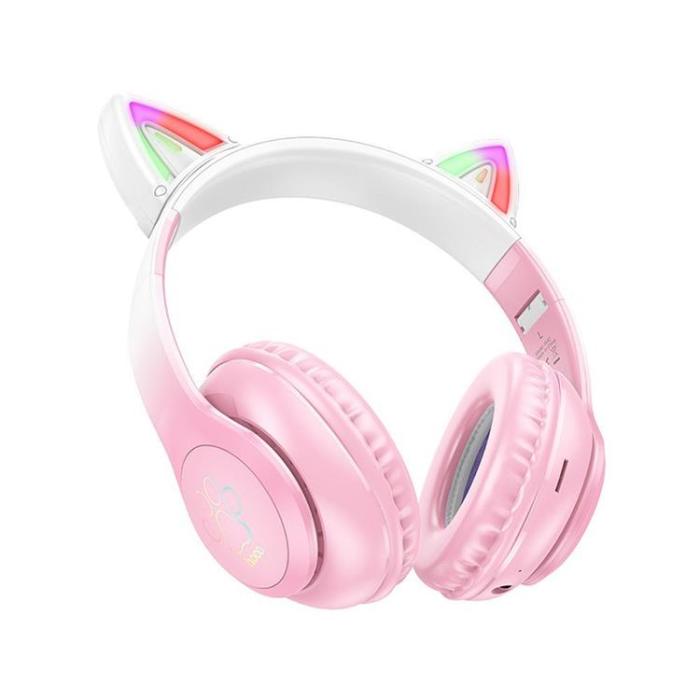 Hoco - Hoco Bluetooth On-Ear Hörlurar Cat Ear - Cherry Blossom