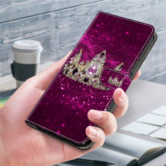 A-One Brand - Galaxy A17 5G Plånboksfodral Pattern Printing - Lila Diamond Crown