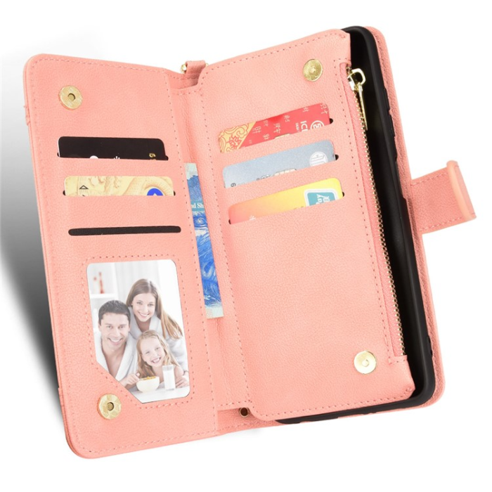 OEM - Galaxy A34 5G Plånboksfodral Zipper med Rem - Rosa
