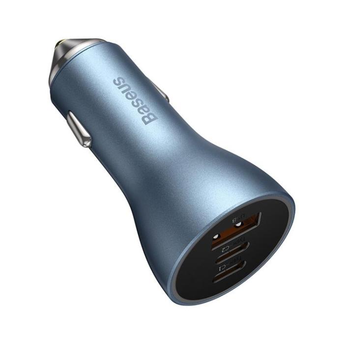 BASEUS - Baseus Golden Contactor Pro USB-A Billaddare + 2x USB-C 65W - Blå