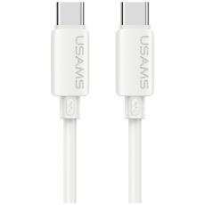 USAMS - USAMS USB-C till USB-C 60W Kabel 3A 1m Silikon U98 - Vit