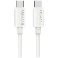 USAMS - USAMS USB-C till USB-C 60W Kabel 3A 1m Silikon U98 - Vit