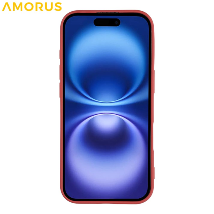 Amorus - AMORUS iPhone 17 Mobilskal Precise Cutouts TPU Fiber - Hagthornsröd