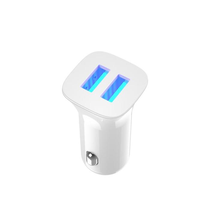 XO - XO Billaddare 2x USB 2.4A + USB-C Kabel TZ10 - Vit