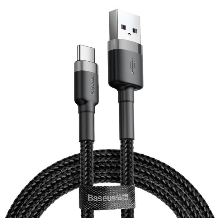 BASEUS - Baseus Cafule USB-C till USB-A kabel 3A 1M - Grå/Svart