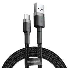 BASEUS - Baseus Cafule USB-C till USB-A kabel 3A 1M - Grå/Svart
