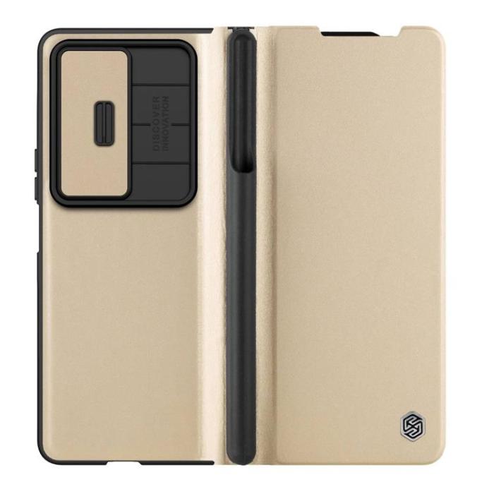 Nillkin - Nillkin Galaxy Z Fold 4 Fodral Qin Pro - Guld