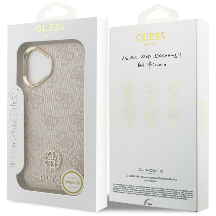 Guess - Guess iPhone 17 Mobilskal Magsafe Strass Logo - Rosa