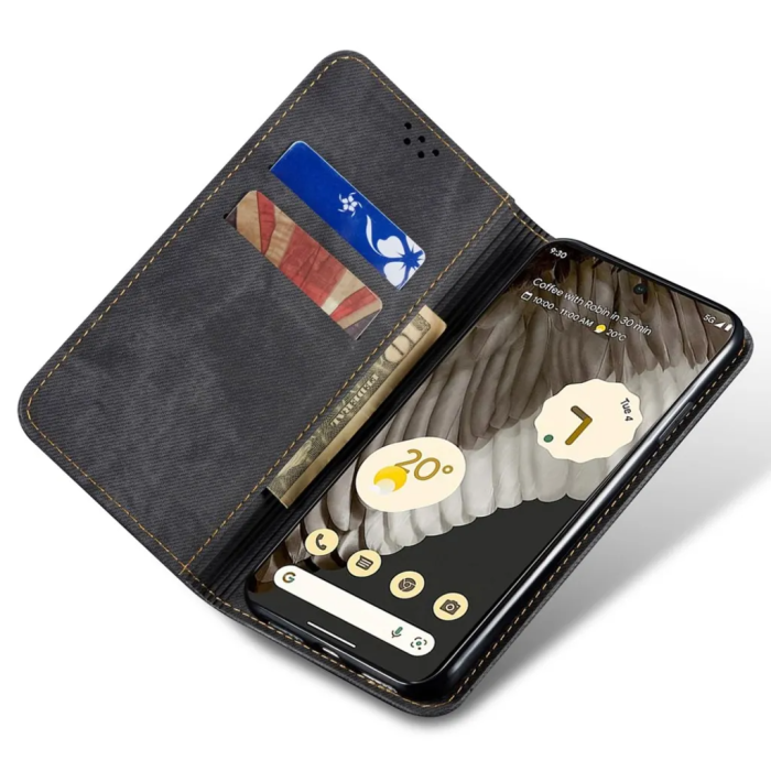 Taltech - Google Pixel 7A Plånboksfodral Texturerat - Svart