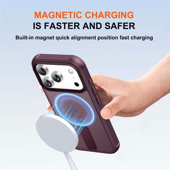 A-One Brand - iPhone 17 Pro Max Mobilskal MagSafe Kickstand - Vinröd