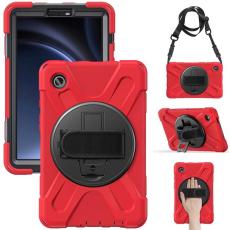 A-One Brand - Galaxy Tab A9 Skal Kickstand Handrem Med Axelrem - Röd
