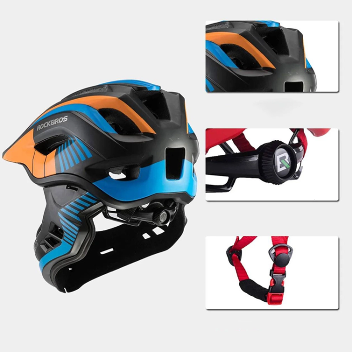 Rockbros - Rockbros Cykelhjälm Med Detachable Visor S - Svart/Orange